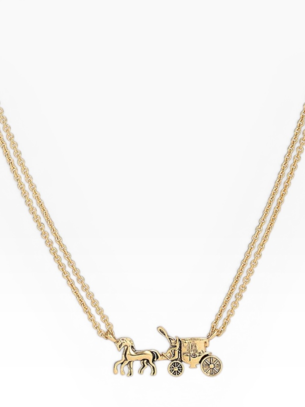 Coach Gold Horse and Carriage Pendant Necklace - NEW